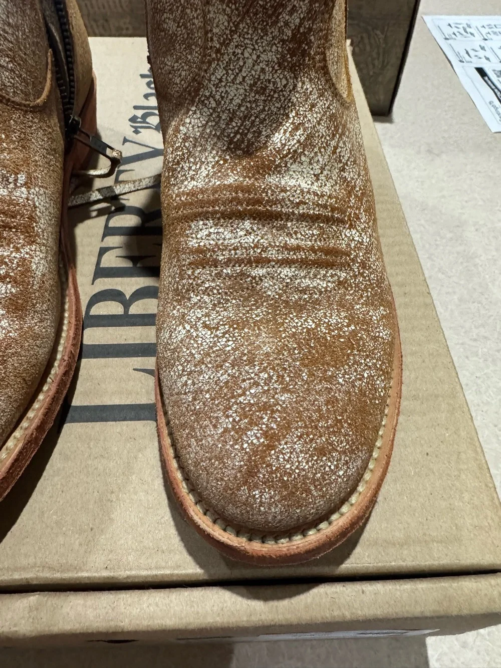 Liberty Black Rustic Tan Zip Ankle Boots
